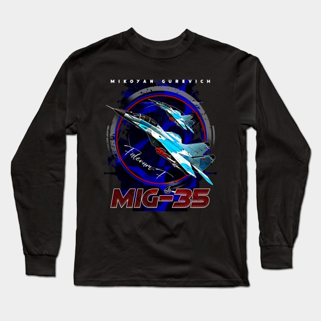 MIG35 Fulcrum-F Multirole Fighterjet Long Sleeve T-Shirt by aeroloversclothing